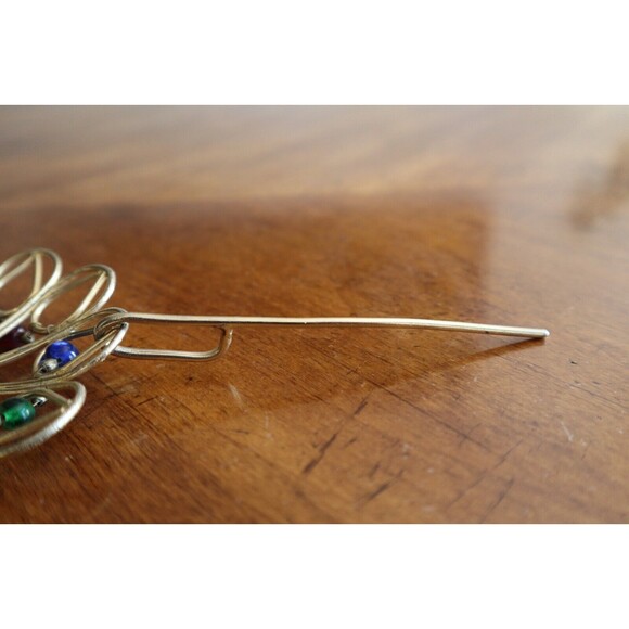 Vintage Gold Tone Ponytail Cage Barette Hair Clip Slide Pin Metal Large 4" Dia. - Picture 6 of 10